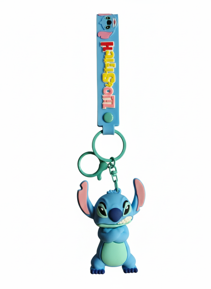 Stitch keychain with soft silicone strap