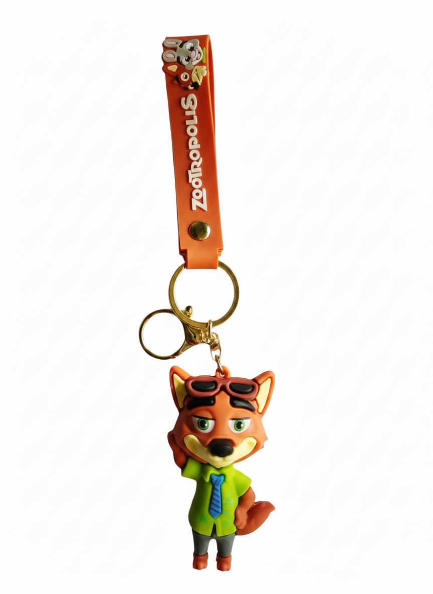 Nick Fox Orange Keychain with Soft Silicone Strap