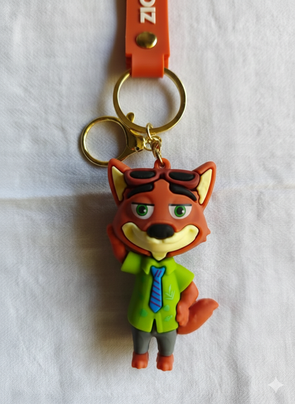 Nick Fox Orange Keychain with Soft Silicone Strap