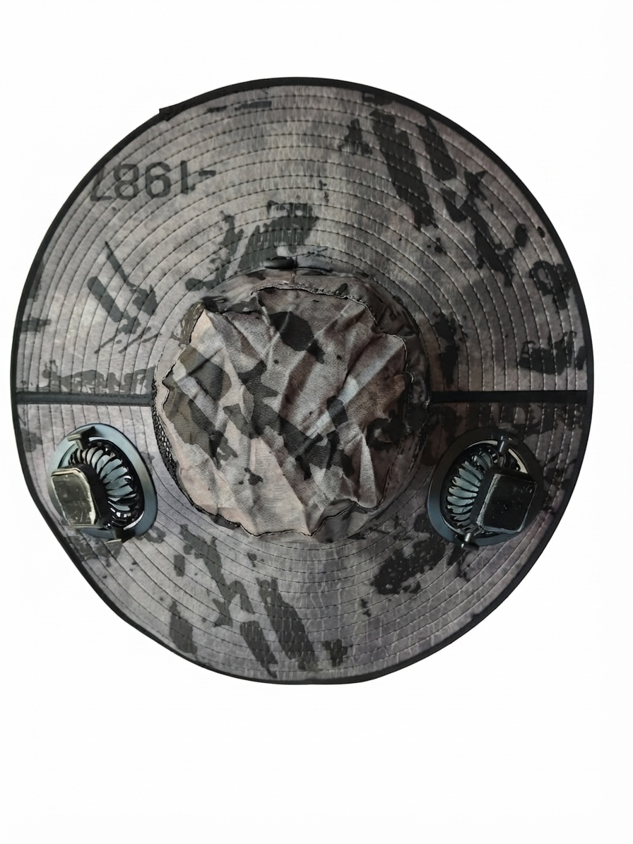Dual Solar Powered Fan Sun Hat with Strong Wide Brim