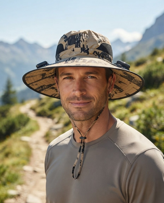 Dual Solar Powered Fan Sun Hat with Strong Wide Brim